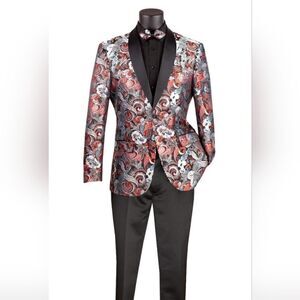 MEN'S VINCI 2 BUTTON MODERN FIT SPORT COAT FLORAL TRI-COLOR PATTERN. BM3